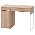 MICKE Workstation, white stained oak effect, 105x50 cm