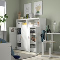 SMÅSTAD / PLATSA Storage combination, white black/white/stripe with 6 shelves, 120x42x123 cm