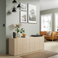 BESTÅ Storage combination with drawers, white stained oak effect/Lappviken white stained oak effect, 180x42x65 cm