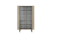 High Cabinet Display Cabinet Verica 120 cm, biscuit oak, gold legs