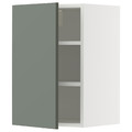 METOD Wall cabinet with shelves, white/Nickebo matt grey-green, 40x60 cm