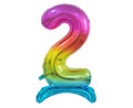 Foil Balloon Number 2 Standing, rainbow, 74cm