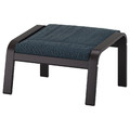 POÄNG Footstool, black-brown, Hillared dark blue