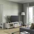 BESTÅ TV bench, white Sindvik/Lappviken/Mejarp light grey/beige, 180x42x48 cm