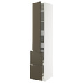 METOD / MAXIMERA Hi cab w shlvs/4 drawers/dr/2 frnts, white/Havstorp brown-beige, 40x60x220 cm