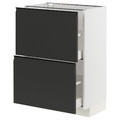 METOD / MAXIMERA Base cabinet with 2 drawers, white/Upplöv matt anthracite, 60x37 cm