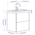 ENHET / TVÄLLEN Wash-stnd w drawers/wash-basin/tap, grey frame/grey, 64x43x65 cm