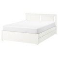 SONGESAND Bed frame with 2 storage boxes, white, Luröy, 140x200 cm