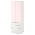 SMÅSTAD / PLATSA Wardrobe, white pale pink/with 3 drawers, 60x42x181 cm