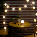 SOMMARLÅNKE LED lighting chain with 24 bulbs, decoration blue/yellow/battery-operated outdoor