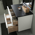 GODMORGON / TOLKEN Wash-stand with 2 drawers, high-gloss white/black marble effect, 82x49x60 cm