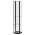 BLÅLIDEN Glass-door cabinet, black, 35x32x151 cm