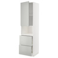 METOD / MAXIMERA Hi cab f micro w door/2 drawers, white/Havstorp light grey, 60x60x220 cm