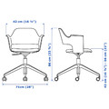 FJÄLLBERGET Conference chair with castors, white stained oak veneer, Gunnared beige