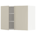 METOD Wall cabinet with shelves/2 doors, white/Havstorp beige, 80x60 cm