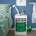 TROFAST Storage combination with boxes/tray, white grey/green, 34x44x56 cm