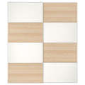 MEHAMN Pair of sliding doors, double sided/white stained oak effect white, 200x236 cm