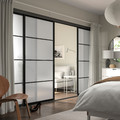 SKYTTA / SVARTISDAL Sliding door combination, black/white paper, 351x205 cm