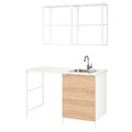 ENHET Storage combination for laundry, white/oak effect, 139x63.5x87.5 cm