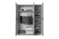 Wardrobe with Drawer Unit Nicole 150 cm, sage, gold handles