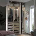 PAX / ÅHEIM Wardrobe combination, grey-beige/mirror glass, 150x60x236 cm