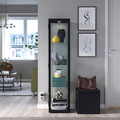 BLÅLIDEN / STRIMSÄV Glass-door cabinet with lighting, black