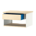 STOMSÖ Wall-mounted bedside table, birch effect white/blue, 36x29x20 cm