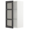 METOD Wall cabinet w shelves/glass door, white/Lerhyttan black stained, 40x80 cm