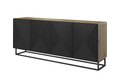 Four-Door Cabinet Asha 200cm, metal legs, artisan/matt black