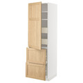 METOD / MAXIMERA Hi cab w shlvs/4 drawers/dr/2 frnts, white/Forsbacka oak, 60x60x200 cm