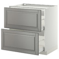 METOD / MAXIMERA Base cab f hob/2 fronts/2 drawers, white/Bodbyn grey, 80x60 cm