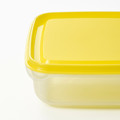 PRUTA Food container, transparent, yellow, 0.6 l