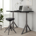 IDÅSEN Desk sit/stand, black/dark grey, 120x70 cm