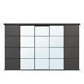 SKYTTA / MEHAMN/AULI Sliding door combination, black/dark grey mirror glass, 376x240 cm