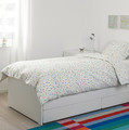 MÖJLIGHET Quilt cover and pillowcase, white, patterned, 150x200/50x60 cm
