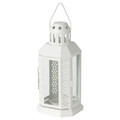 ENRUM Lantern for tealight, in/outdoor, white, 22 cm