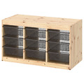 TROFAST Storage combination with boxes, light white stained pine/dark grey, 93x44x52 cm