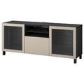 BESTÅ TV bench with drawers, black-brown Sindvik/Lappviken/Stubbarp light grey/beige, 180x42x74 cm