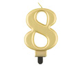 Birthday Candle 8 Metallic 8cm, gold