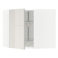 METOD Corner wall cabinet with carousel, white, Ringhult light grey, 68x60 cm