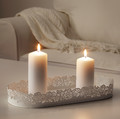 SAMVERKA Candle dish, white, 15x35 cm