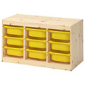 TROFAST Storage combination with boxes, light white stained pine, yellow, 94x44x52 cm