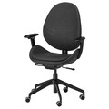 HATTEFJÄLL Office chair with armrests, Smidig black/black