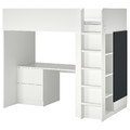 SMÅSTAD Loft bed, white blackboard surface/with desk with 3 drawers, 90x200 cm