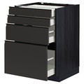 METOD / MAXIMERA Base cab 4 frnts/4 drawers, black/Upplöv matt anthracite, 60x60 cm