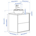 TÄNNFORSEN / TÖRNVIKEN Wash-stnd w drawers/wash-basin/tap, light grey/white marble effect, 62x49x79 cm