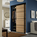 SKYTTA / MEHAMN Sliding door combination, black/double sided white stained oak effect, 152x205 cm