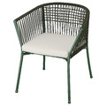 SEGERÖN Outdoor chair with armrests, dark green/Frösön/Duvholmen beige