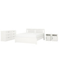 SONGESAND Bedroom furniture, set of 4, white, 140x200 cm