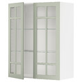 METOD Wall cabinet w shelves/2 glass drs, white/Stensund light green, 80x100 cm